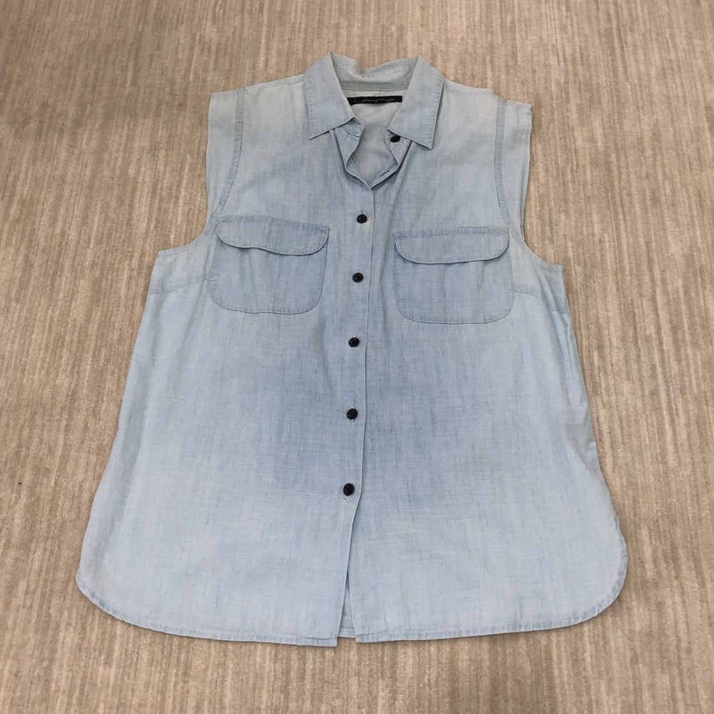 PATTERSON J KINCAID chambray sleeveless top Small